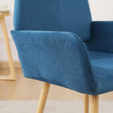 Hearth and Haven Velet Upholstered Side Dining Chair with Metal Leg(Blue Velet+Beech Wooden Printing Leg), Kd Backrest W490131695