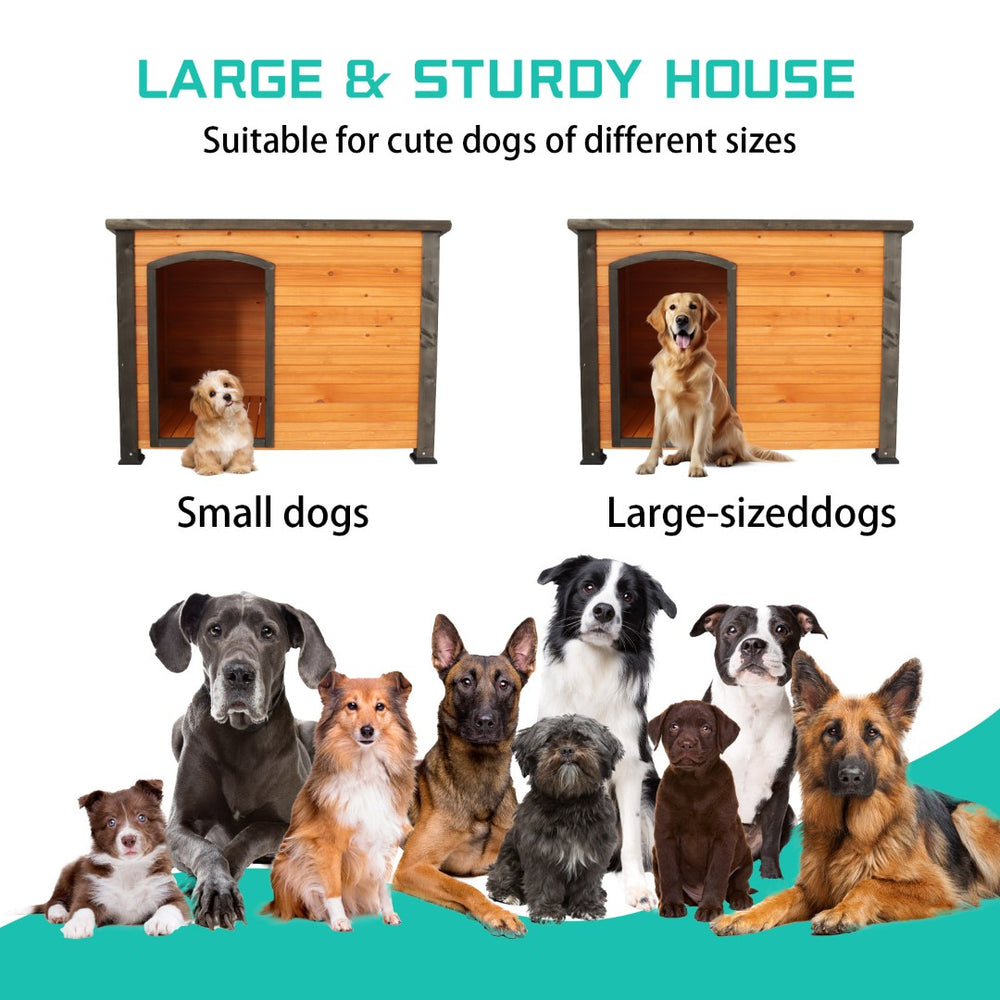 English Elm 45"dog Solid Wood Outdoor Kennel Elevated Weatherproof Shelter for Large Breeds W1431122046