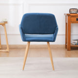 Hearth and Haven Velet Upholstered Side Dining Chair with Metal Leg(Blue Velet+Beech Wooden Printing Leg), Kd Backrest W490131695