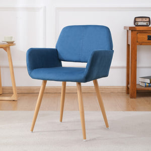 Hearth and Haven Velet Upholstered Side Dining Chair with Metal Leg(Blue Velet+Beech Wooden Printing Leg), Kd Backrest W490131695