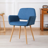 Velet Upholstered Side Dining Chair with Metal Leg(Blue Velet+Beech Wooden Printing Leg), Kd Backrest