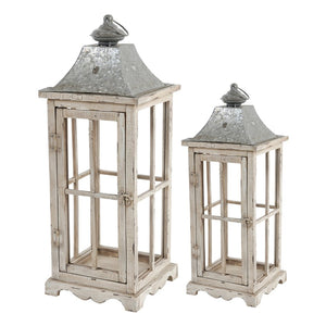 English Elm Wooden Candle Lantern Set – Rustic Hurricane Holders For Home, Garden, Weddings, Indoor & Outdoor Use W2078131628-GIGA