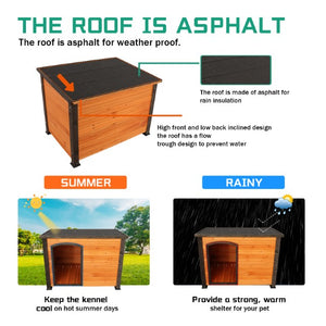 English Elm 45"dog Solid Wood Outdoor Kennel Elevated Weatherproof Shelter for Large Breeds W1431122046