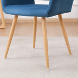 Hearth and Haven Velet Upholstered Side Dining Chair with Metal Leg(Blue Velet+Beech Wooden Printing Leg), Kd Backrest W490131695