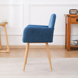 Hearth and Haven Velet Upholstered Side Dining Chair with Metal Leg(Blue Velet+Beech Wooden Printing Leg), Kd Backrest W490131695