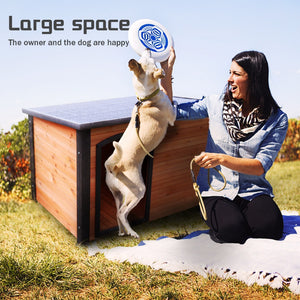 English Elm 45"dog Solid Wood Outdoor Kennel Elevated Weatherproof Shelter for Large Breeds W1431122046