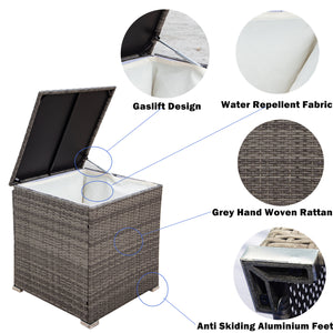 English Elm 4 Piece Patio Sectional Set - Modular Wicker Rattan Sofa With Soft Cushions & Convenient Storage Box W329S00033