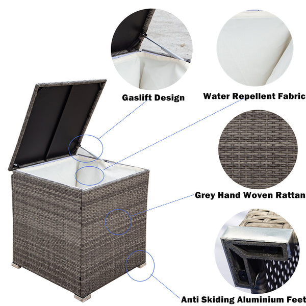 English Elm 4 Piece Patio Sectional Set - Modular Wicker Rattan Sofa With Soft Cushions & Convenient Storage Box W329S00033