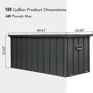 English Elm 100 Gallon Galvanized Steel Outdoor Deck Box Lockable Waterproof Patio Storage Bench W1859131746