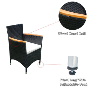 English Elm Eelifee 7-Piece Outdoor Wicker Dining Set With Acacia Wood Top - Stylish, Durable, And Comfortable! W329S00006