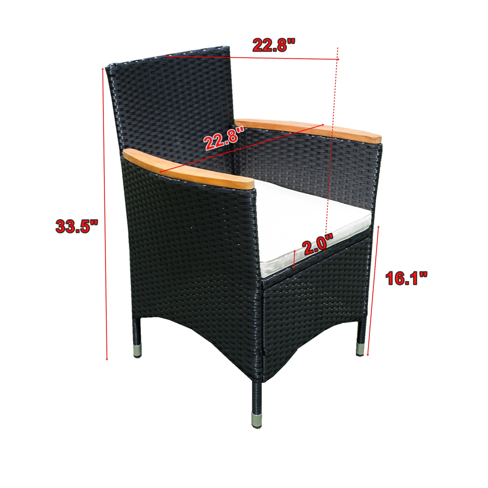 English Elm Eelifee 7-Piece Outdoor Wicker Dining Set With Acacia Wood Top - Stylish, Durable, And Comfortable! W329S00006