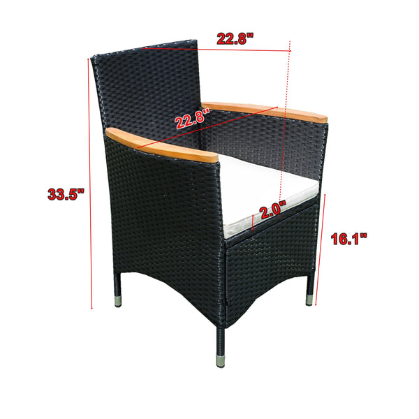 English Elm Eelifee 7-Piece Outdoor Wicker Dining Set With Acacia Wood Top - Stylish, Durable, And Comfortable! W329S00006