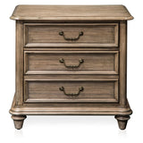 Transitional Rustic Nightstand with Brass Pulls, Natural Tone Finish, Felt-lined Drawers - 28 x 18 x 27.25