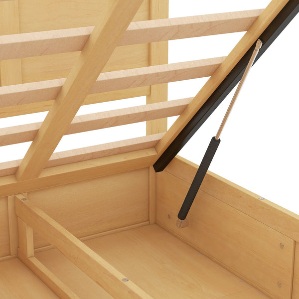 English Elm Queen Wood Platform Bed with 2 Under-Storage Drawers, Pine/MDF Frame, Sturdy Slats, 600lb Capacity GX000546AAD-1