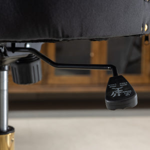 English Elm A&A Velvet Tufted Office Chair with Gold Metal Base — Plush Wide Seat, Hand-Pulled Buttons, Swivel Comfort Black W1143124786