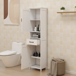 English Elm Double Door Slim Floor Cabinet Carved Detail Mdf Build for Bathroom or Entryway W28263146