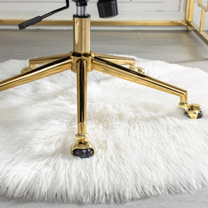 English Elm A&A Velvet Tufted Office Chair with Gold Metal Base — Plush Spring Cushion, Wide Seat Comfort, Swivel Adjustable Pink W1143124785