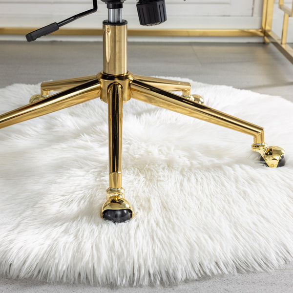 English Elm A&A Velvet Tufted Office Chair with Gold Metal Base — Plush Spring Cushion, Wide Seat Comfort, Swivel Adjustable Pink W1143124785