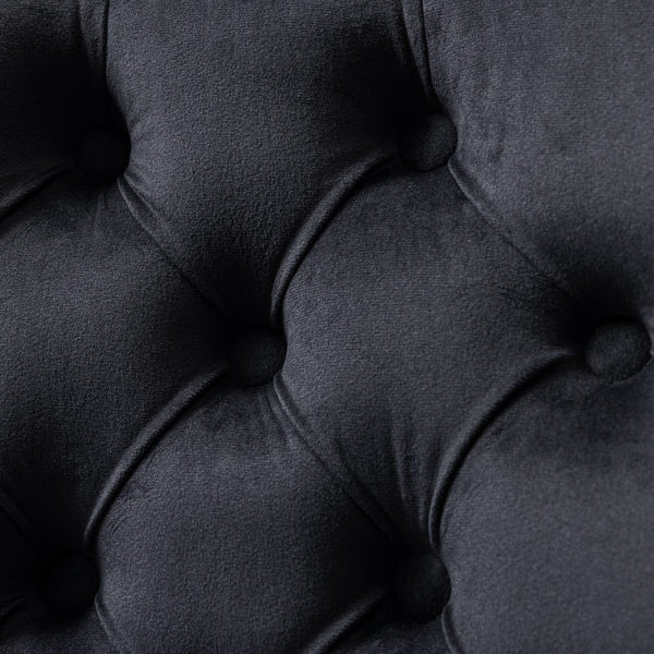 English Elm A&A Velvet Tufted Office Chair with Gold Metal Base — Plush Spring Cushion, Wide Seat Comfort, Swivel Adjustable Black W1143124786