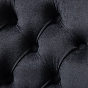 English Elm A&A Velvet Tufted Office Chair with Gold Metal Base — Plush Wide Seat, Hand-Pulled Buttons, Swivel Comfort Black W1143124786