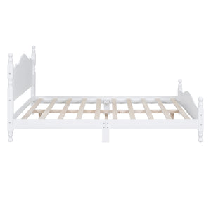 English Elm Queen Wood Platform Bed Frame with Retro Headboard, Solid Slat Support, Easy Assembly, 500LB Capacity White 63.74 L x 22.76 W x 5.75 H WF310132AAK