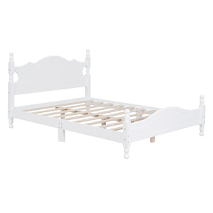English Elm Full Full Size Wood Platform Bed Frame with Retro Headboard, Sturdy Wooden Slat Support, Easy Assembly, No Box Spring Needed White 57.76 L x 22.76 W x 5.51 H WF310129AAK