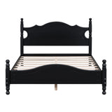 English Elm Full Size Wood Platform Bed Frame,Retro Style Platform Bed With Wooden Slat Support,Black