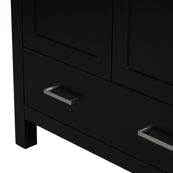 English Elm 30" Black Bathroom Vanity with Undermount Sink, Solid Wood Frame, Soft-Close Doors & Drawer Organizer WF324043AAB