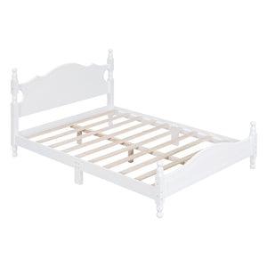English Elm Full Full Size Wood Platform Bed Frame with Retro Headboard, Sturdy Wooden Slat Support, Easy Assembly, No Box Spring Needed White 57.76 L x 22.76 W x 5.51 H WF310129AAK