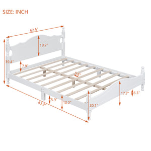 English Elm Queen Wood Platform Bed Frame with Retro Headboard, Solid Slat Support, Easy Assembly, 500LB Capacity White 63.74 L x 22.76 W x 5.75 H WF310132AAK