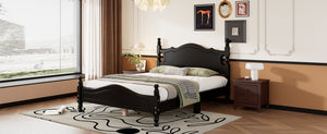 English Elm Full Full Size Wood Platform Bed Frame with Retro Headboard, Sturdy Wooden Slat Support, Easy Assembly, No Box Spring Needed Black 57.76 L x 22.76 W x 5.51 H WF310129AAB