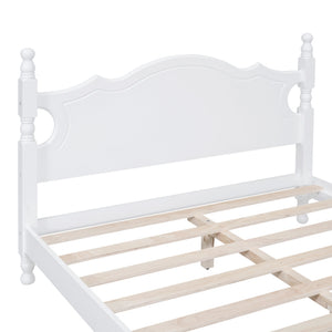 English Elm Full Full Size Wood Platform Bed Frame with Retro Headboard, Sturdy Wooden Slat Support, Easy Assembly, No Box Spring Needed White 57.76 L x 22.76 W x 5.51 H WF310129AAK