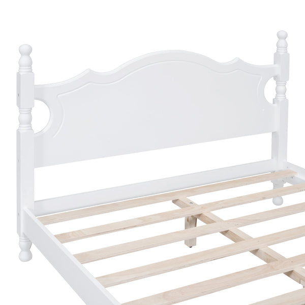 English Elm Full Full Size Wood Platform Bed Frame with Retro Headboard, Sturdy Wooden Slat Support, Easy Assembly, No Box Spring Needed White 57.76 L x 22.76 W x 5.51 H WF310129AAK