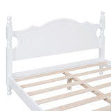 English Elm Full Size Wood Platform Bed Frame,Retro Style Platform Bed With Wooden Slat Support,White