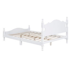 English Elm Full Full Size Wood Platform Bed Frame with Retro Headboard, Sturdy Wooden Slat Support, Easy Assembly, No Box Spring Needed White 57.76 L x 22.76 W x 5.51 H WF310129AAK