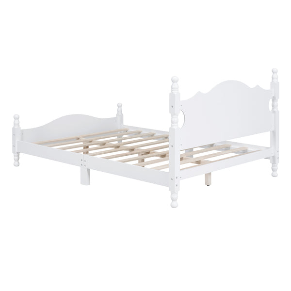 English Elm Full Full Size Wood Platform Bed Frame with Retro Headboard, Sturdy Wooden Slat Support, Easy Assembly, No Box Spring Needed White 57.76 L x 22.76 W x 5.51 H WF310129AAK