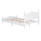 English Elm Full Size Wood Platform Bed Frame,Retro Style Platform Bed With Wooden Slat Support,White