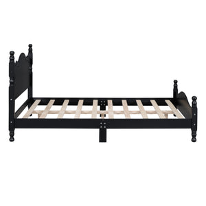 English Elm Full Full Size Wood Platform Bed Frame with Retro Headboard, Sturdy Wooden Slat Support, Easy Assembly, No Box Spring Needed Black 57.76 L x 22.76 W x 5.51 H WF310129AAB