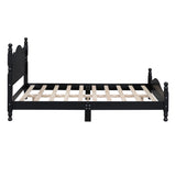 English Elm Full Size Wood Platform Bed Frame,Retro Style Platform Bed With Wooden Slat Support,Black