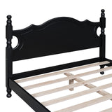 English Elm Full Size Wood Platform Bed Frame,Retro Style Platform Bed With Wooden Slat Support,Black