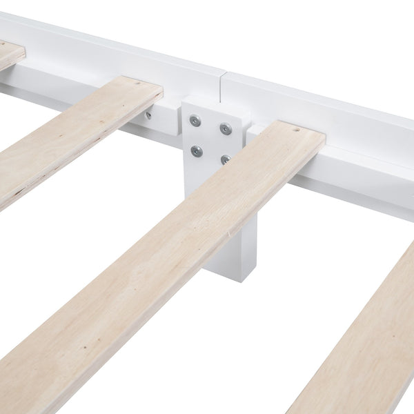 English Elm Queen Wood Platform Bed Frame with Retro Headboard, Solid Slat Support, Easy Assembly, 500LB Capacity White 63.74 L x 22.76 W x 5.75 H WF310132AAK