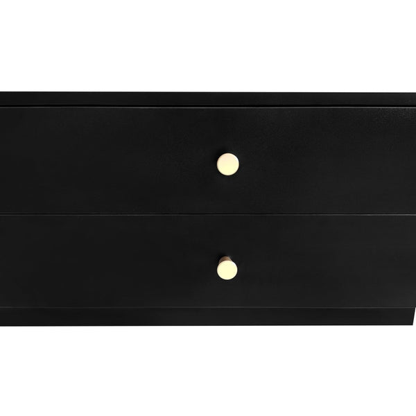 English Elm On-trend Fluted Glass Media Console Low Profile Matte Finish Living Room Tv Stand Black WF311903AAB