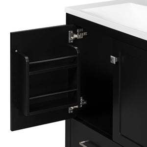 English Elm 30" Black Bathroom Vanity with Undermount Sink, Solid Wood Frame, Soft-Close Doors & Drawer Organizer WF324043AAB