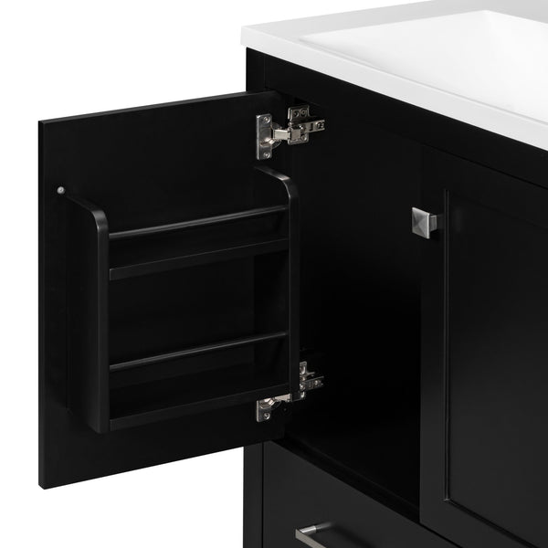 English Elm 30" Black Bathroom Vanity with Undermount Sink, Solid Wood Frame, Soft-Close Doors & Drawer Organizer WF324043AAB