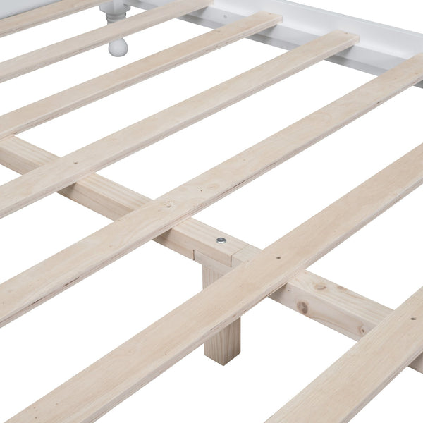 English Elm Full Full Size Wood Platform Bed Frame with Retro Headboard, Sturdy Wooden Slat Support, Easy Assembly, No Box Spring Needed White 57.76 L x 22.76 W x 5.51 H WF310129AAK