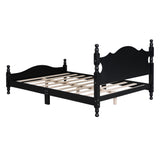 English Elm Full Size Wood Platform Bed Frame,Retro Style Platform Bed With Wooden Slat Support,Black