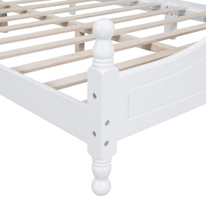 English Elm Full Full Size Wood Platform Bed Frame with Retro Headboard, Sturdy Wooden Slat Support, Easy Assembly, No Box Spring Needed White 57.76 L x 22.76 W x 5.51 H WF310129AAK