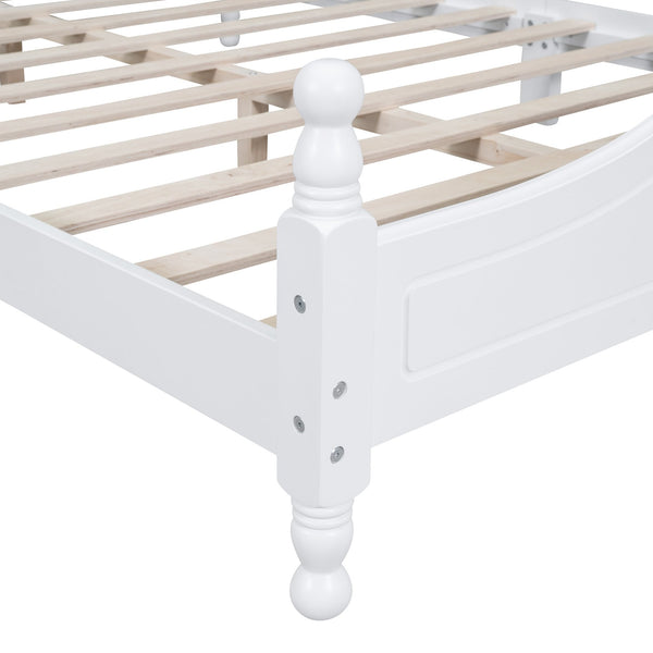 English Elm Full Full Size Wood Platform Bed Frame with Retro Headboard, Sturdy Wooden Slat Support, Easy Assembly, No Box Spring Needed White 57.76 L x 22.76 W x 5.51 H WF310129AAK
