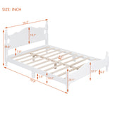 English Elm Full Size Wood Platform Bed Frame,Retro Style Platform Bed With Wooden Slat Support,White