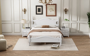 English Elm Full Full Size Wood Platform Bed Frame with Retro Headboard, Sturdy Wooden Slat Support, Easy Assembly, No Box Spring Needed White 57.76 L x 22.76 W x 5.51 H WF310129AAK